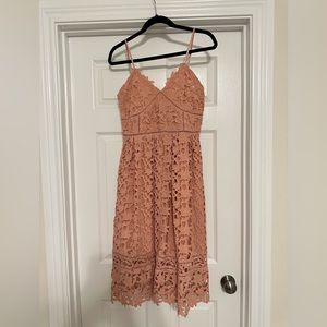 Blush lace midi dress